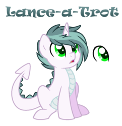 Size: 830x859 | Tagged: safe, artist:hazardous-andy, oc, oc only, oc:lance-a-trot, dracony, hybrid, base used, interspecies offspring, male, offspring, parent:rarity, parent:spike, parents:sparity, simple background, solo, transparent background