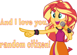 Size: 2775x1976 | Tagged: safe, artist:phucknuckl, sunset shimmer, equestria girls, g4, clothes, dreamworks, female, megamind, metro man, microphone, movie reference, open mouth, rainbow rocks outfit, simple background, skirt, solo, transparent background, vector
