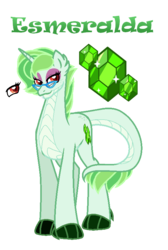 Size: 547x815 | Tagged: safe, artist:hazardous-andy, oc, oc only, oc:esmeralda, dracony, hybrid, base used, claw hooves, fangs, female, glasses, interspecies offspring, offspring, parent:rarity, parent:spike, parents:sparity, simple background, solo, transparent background