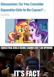 Size: 694x984 | Tagged: safe, edit, edited screencap, screencap, starlight glimmer, sunset shimmer, equestria daily, equestria girls, equestria girls specials, g4, mirror magic, canon, discovery family logo, female, leonard hofstadter, male, mother, mother and son, op is right, parody, scene interpretation, sheldon cooper, the big bang theory, truth