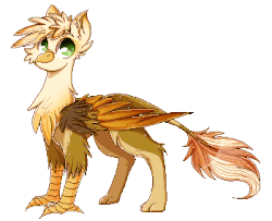 Size: 350x284 | Tagged: safe, artist:woonborg, oc, oc only, oc:ember burd, griffon, animated, blinking, eared griffon, gif, griffon oc, pixel art, simple background, solo, transparent background