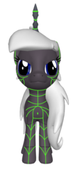 Size: 1396x3338 | Tagged: safe, alternate version, artist:liolu, oc, pony, 3d, 3d model, blue eyes, cape, clothes, face, furi, grey skin, horn, male, png, ponified, rider (furi), simple background, transparent background, white hair