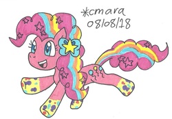Size: 1091x761 | Tagged: safe, artist:cmara, pinkie pie, earth pony, pony, g4, female, rainbow power, solo, traditional art