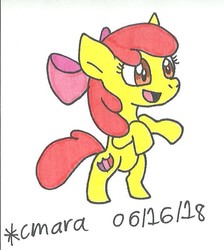 Size: 628x700 | Tagged: safe, artist:cmara, apple bloom, earth pony, pony, g4, cutie mark, female, solo, the cmc's cutie marks, traditional art