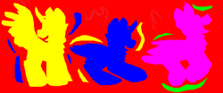 Size: 572x238 | Tagged: safe, artist:latiapainting, alicorn, pony, dancing, ms paint, pose, silhouette, trio