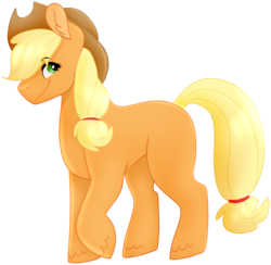 Size: 1010x984 | Tagged: safe, artist:xcaramelcookiex, applejack, earth pony, pony, g4, applejack's hat, cowboy hat, female, hat, mare, missing cutie mark, raised hoof, sidemouth, simple background, smiling, solo, transparent background