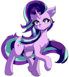 Size: 1080x1210 | Tagged: safe, artist:alesarox, starlight glimmer, pony, unicorn, g4, cutie mark, female, floppy ears, lifted leg, looking at you, mare, simple background, solo, transparent background
