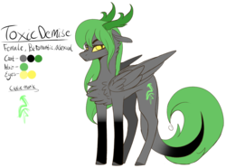 Size: 2107x1565 | Tagged: safe, artist:sweetmelon556, oc, oc only, oc:toxic demise, pegasus, pony, female, horns, mare, reference sheet, simple background, solo, transparent background