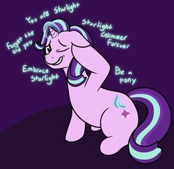 Size: 1200x1169 | Tagged: safe, artist:sournote103, starlight glimmer, pony, unicorn, g4, female, glowing horn, horn, mind control, one eye closed, solo, speech