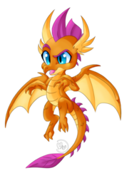 Size: 900x1200 | Tagged: safe, artist:blazemizu, smolder, dragon, g4, claws, dragon wings, dragoness, fangs, female, flying, horns, open mouth, simple background, solo, spread wings, transparent background, wings
