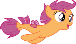 Size: 5152x3000 | Tagged: safe, artist:cloudy glow, scootaloo, seapony (g4), g4, surf and/or turf, .ai available, female, open mouth, seaponified, seapony scootaloo, simple background, solo, species swap, swimming, transparent background, vector