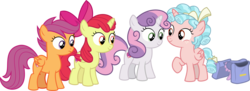 Size: 8261x3000 | Tagged: safe, artist:sollace, apple bloom, cozy glow, scootaloo, sweetie belle, alicorn, earth pony, pegasus, pony, unicorn, g4, marks for effort, .svg available, alicornified, apple bloom's bow, bloomicorn, bow, colored wings, colored wingtips, cozybetes, cozycorn, cute, cutie mark, cutie mark crusaders, female, filly, foal, freckles, group, hair bow, hilarious in hindsight, quartet, race swap, raised leg, ribbon, saddle bag, scootacorn, show accurate, simple background, smiling, sweetiecorn, the cmc's cutie marks, transparent background, vector, wig, xk-class end-of-the-world scenario