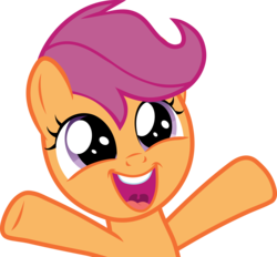 Size: 3769x3497 | Tagged: safe, artist:frownfactory, scootaloo, pegasus, pony, g4, the washouts (episode), .svg available, cheering, cute, cutealoo, female, filly, happy, high res, simple background, solo, svg, transparent background, vector