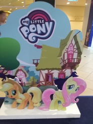 Size: 3016x4032 | Tagged: safe, photographer:horsesplease, applejack, fluttershy, g4, malaysia, my little pony logo, photo