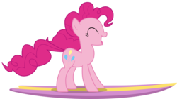 Size: 2261x1279 | Tagged: safe, artist:sonofaskywalker, pinkie pie, earth pony, pony, a rockhoof and a hard place, g4, female, mare, simple background, solo, surfboard, transparent background, vector
