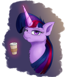 Size: 2200x2500 | Tagged: safe, artist:coldtrail, twilight sparkle, alicorn, pony, g4, bust, female, glowing horn, high res, horn, levitation, looking at you, magic, simple background, solo, telekinesis, transparent background, twilight sparkle (alicorn), unamused