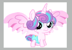 Size: 276x194 | Tagged: safe, princess flurry heart, alicorn, pony, g4, baby, baby pony, cloth diaper, cute, daaaaaaaaaaaw, diaper, looking at you, safety pin, spread wings, standing up