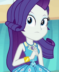 Size: 584x720 | Tagged: safe, screencap, rarity, equestria girls, equestria girls specials, g4, my little pony equestria girls: better together, my little pony equestria girls: rollercoaster of friendship, angry, animated, bracelet, cropped, elegant, eyeshadow, female, geode of shielding, gif, jewelry, looking at you, majestic, makeup, rarity is not amused, solo, unamused