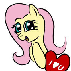Size: 1122x1133 | Tagged: safe, artist:platinumdrop, fluttershy, pony, g4, cute, female, i love you, shyabetes, simple background, solo, transparent background