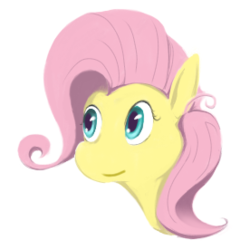 Size: 276x276 | Tagged: safe, artist:lowelf, fluttershy, pony, g4, bust, female, simple background, smiling, solo, white background