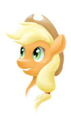 Size: 561x1010 | Tagged: safe, artist:lowelf, applejack, earth pony, pony, g4, bust, female, simple background, solo, white background