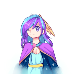 Size: 1000x1000 | Tagged: safe, artist:cheerymoon2017, oc, oc only, oc:melody aurora, human, clothes, cute, dress, female, humanized, humanized oc, offspring, one eye closed, parent:flash sentry, parent:twilight sparkle, parents:flashlight, princess, signature, simple background, solo, transparent background, wink