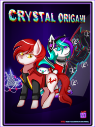 Size: 1494x2000 | Tagged: safe, artist:snowcappuccino, oc, oc only, oc:pearl last dreamy, oc:ryujin orikami, bat pony, earth pony, pony, fanfic:crystal origami, bat pony oc, error, fanfic, fanfic art, glitch, origami