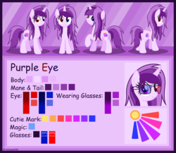 Size: 4820x4186 | Tagged: safe, artist:livehotsun, oc, oc only, oc:purple eye, pony, unicorn, absurd resolution, comic sans, female, heterochromia, mare, reference sheet, solo, vector