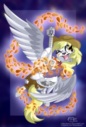 Size: 1764x2600 | Tagged: safe, artist:missydakota, derpy hooves, pegasus, pony, g4, acoustic guitar, clothes, coco (disney movie), female, guitar, héctor rivera, mare, musical instrument, solo, spoilers for another series