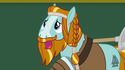 Size: 1280x720 | Tagged: safe, screencap, rockhoof, earth pony, pony, a rockhoof and a hard place, g4, beard, clothes, facial hair, male, moustache, open mouth, rockhoof's shovel, solo, stallion