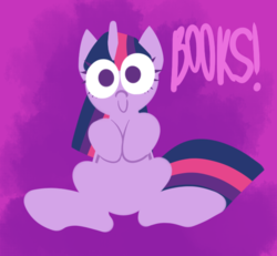 Size: 650x600 | Tagged: safe, artist:alittleofsomething, twilight sparkle, pony, g4, book, bookhorse, female, lineless, mare, smiling, solo, that pony sure does love books
