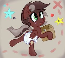 Size: 1106x989 | Tagged: safe, artist:lazynore, oc, oc:red treasure, pegasus, pony, chest, cute, diaper, diaper fetish, fetish, map, non-baby in diaper, pirate, smiling, stars