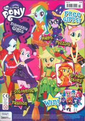 Size: 422x600 | Tagged: safe, applejack, flash sentry, fluttershy, pinkie pie, rainbow dash, rarity, sci-twi, sunset shimmer, twilight sparkle, cat, devil, equestria girls, g4, official, animal costume, cat costume, cat ears, clothes, costume, devil costume, devil horns, devil rarity, doll, equestria girls logo, equestria girls minis, female, halloween, hat, high heels, holiday, horns, humane five, humane six, magazine, magazine cover, merchandise, pantyhose, platform shoes, ponied up, shoes, sleeveless, smiling, toy, twilight sparkle (alicorn), witch, witch costume, witch hat