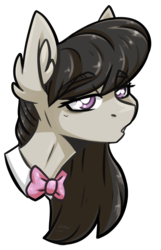 Size: 1233x1920 | Tagged: safe, artist:lrusu, octavia melody, earth pony, pony, g4, bowtie, bust, eyebrows, eyebrows visible through hair, female, lidded eyes, mare, simple background, solo, transparent background