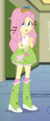 Size: 217x524 | Tagged: safe, screencap, fluttershy, bird, equestria girls, g4, monday blues, my little pony equestria girls: summertime shorts, bird nest, boots, clothes, cropped, dirty, female, messy hair, nest, shoes, skirt, socks