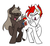 Size: 502x460 | Tagged: safe, artist:redxbacon, oc, oc only, oc:lotus heat, oc:securina, earth pony, pegasus, pony, duo, eyes closed, female, mare, open mouth, simple background, white background