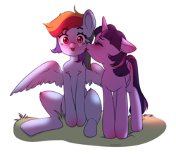 Size: 4206x3672 | Tagged: safe, artist:yukomaussi, rainbow dash, twilight sparkle, alicorn, pegasus, pony, g4, blushing, female, lesbian, licking, ship:twidash, shipping, simple background, spread wings, tongue out, transparent background, twilight sparkle (alicorn), wingboner, wings