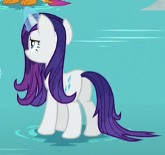 Size: 237x222 | Tagged: safe, screencap, rarity, pony, unicorn, a rockhoof and a hard place, g4, butt, cropped, female, mare, picture for breezies, plot, solo, wet, wet mane, wet mane rarity