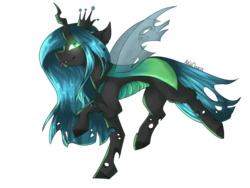 Size: 1024x768 | Tagged: safe, artist:akiiichaos, queen chrysalis, changeling, changeling queen, g4, crown, female, glowing eyes, green eyes, jewelry, queen, regalia, simple background, solo, tongue out, transparent background