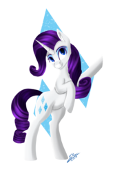 Size: 1251x1870 | Tagged: safe, artist:speed-chaser, rarity, pony, unicorn, g4, cutie mark background, female, mare, rearing, simple background, solo, transparent background