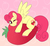 Size: 888x819 | Tagged: safe, artist:lulubell, strawberry sunrise, pegasus, pony, g4, cute, female, food, fruit, giant produce, mare, solo, strawberry, strawwberry sunrise, suspicious floating fruit