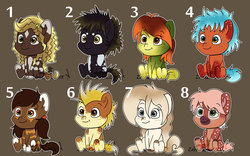Size: 1024x640 | Tagged: safe, artist:zobaloba, oc, oc only, earth pony, pony, adoptable, chibi, female, male, prices, solo