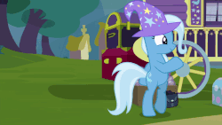 Size: 960x540 | Tagged: safe, artist:camtwo, derpibooru exclusive, edit, edited screencap, screencap, trixie, pony, unicorn, g4, road to friendship, season 8, animated, bipedal, clothes, cute, diatrixes, female, gif, hat, mare, moonwalk, solo, trixie's hat