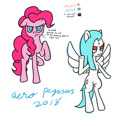 Size: 1024x1024 | Tagged: safe, artist:aeropegasus, pinkie pie, oc, oc:ap63, android, earth pony, pegasus, pony, robot, robot pony, g4, angry, practice, practice drawing, signature, simple background, text, white background