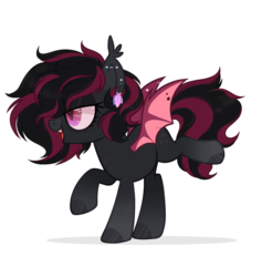 Size: 1024x1041 | Tagged: safe, artist:_spacemonkeyz_, oc, oc only, bat pony, pony, colored wings, female, mare, simple background, solo, transparent background