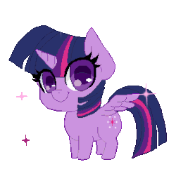 Size: 278x268 | Tagged: safe, artist:imaranx, artist:toxicpoisonpills, twilight sparkle, alicorn, pony, g4, animated, chibi, cute, female, flapping wings, gif, simple background, solo, sparkles, sparkling, transparent background, twilight sparkle (alicorn)