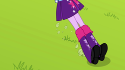 Size: 1920x1080 | Tagged: safe, screencap, twilight sparkle, alicorn, equestria girls, g4, my little pony equestria girls, close-up, clothes, cutie mark on clothes, female, grass, legs, pictures of legs, skidding, skirt, solo, twilight sparkle (alicorn), twilight sparkle's skirt