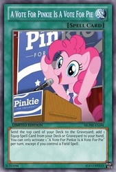 Size: 333x493 | Tagged: safe, artist:poppixierex, pinkie pie, earth pony, pony, g4, card, election, female, mare, solo, yu-gi-oh!, yugioh card