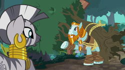 Size: 1280x720 | Tagged: safe, screencap, rockhoof, zecora, a rockhoof and a hard place, g4, tree