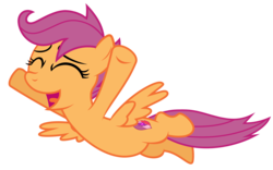 Size: 4800x3000 | Tagged: safe, artist:mundschenk85, artist:parclytaxel, scootaloo, pegasus, pony, g4, eyes closed, female, filly, open mouth, show accurate, simple background, solo, transparent background